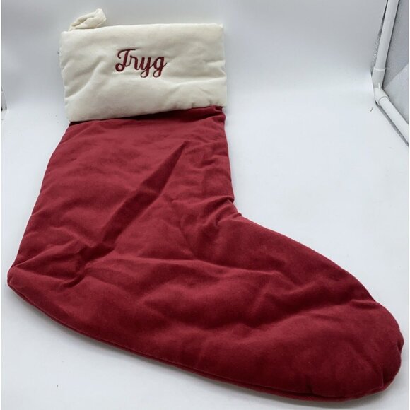 Pottery Barn Tryg Velvet Christmas Holiday Stocking Monogrammed Xmas 19 inch - Picture 1 of 9